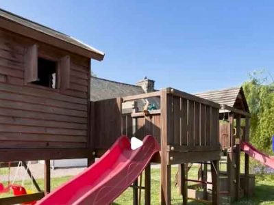 Large play area at family friendly gites in Brittany, France
