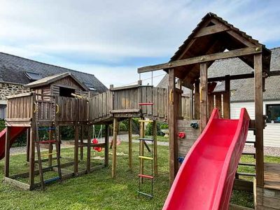 Large play area at family friendly gites in Brittany, France