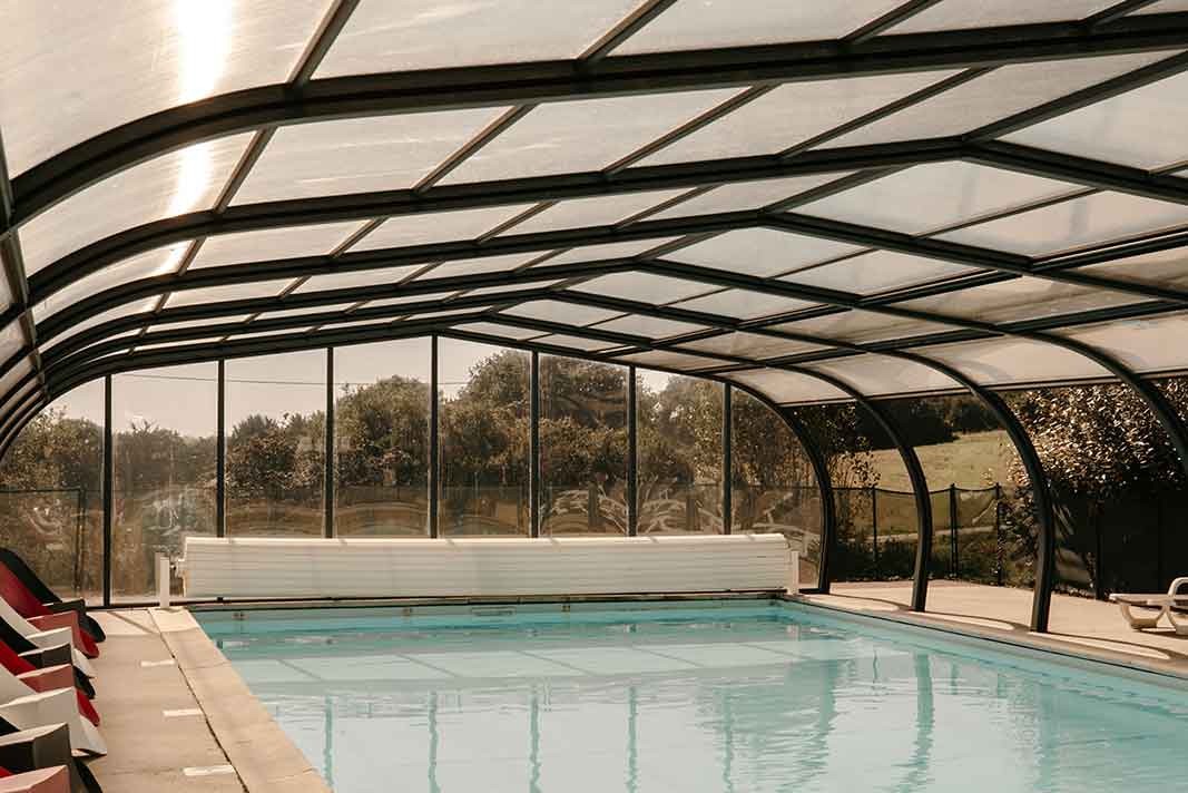 Covered and heated pools at Emerald Coast Gites in Brittany. Family friendly gites with pool.